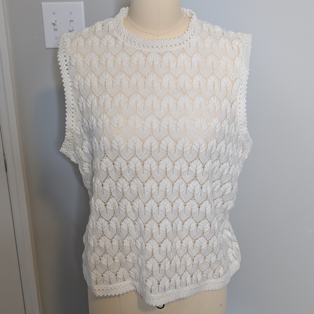 Lane Bryant White Sleeveless Knit Top 44‎ Size L-XL
